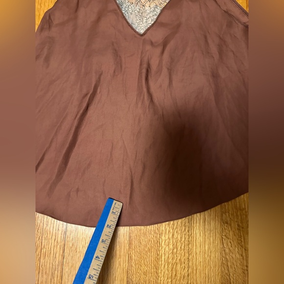 Free People Deep V Bandeau Top satin lace cami tank Copper rust cream bralette - Picture 7 of 12
